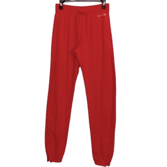 Re/Done Red Pockets High Rise Elastic Drawstring Waist Jogger Pants Size XS - Picture 1 of 8